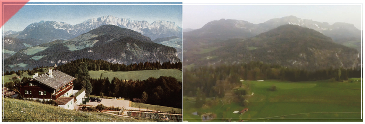 Haus-Wachenfeld-vergleich-1934-2024-farbig-kneifelspitze-Berghof-Obersalzberg-Panorama-damals-jetzt-blick-auf-den-untersberg