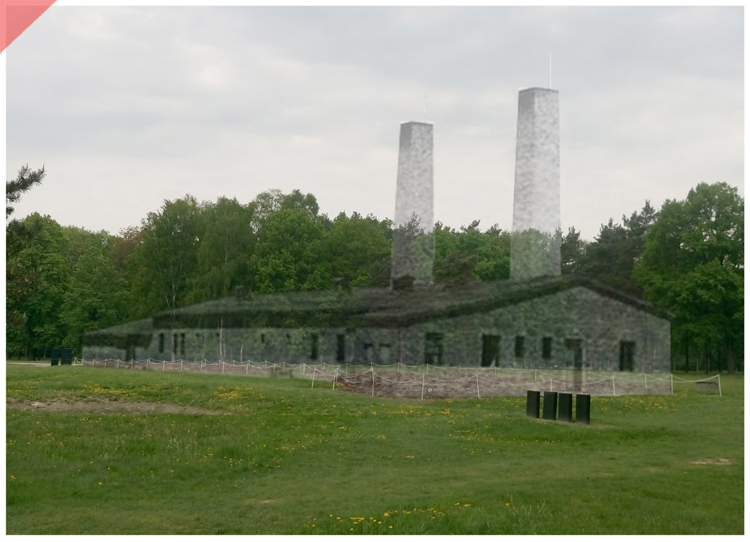 Auschwitz-Birkenau-Krematorium-4-IV-Ueberblenden-now-then-1943-Photo