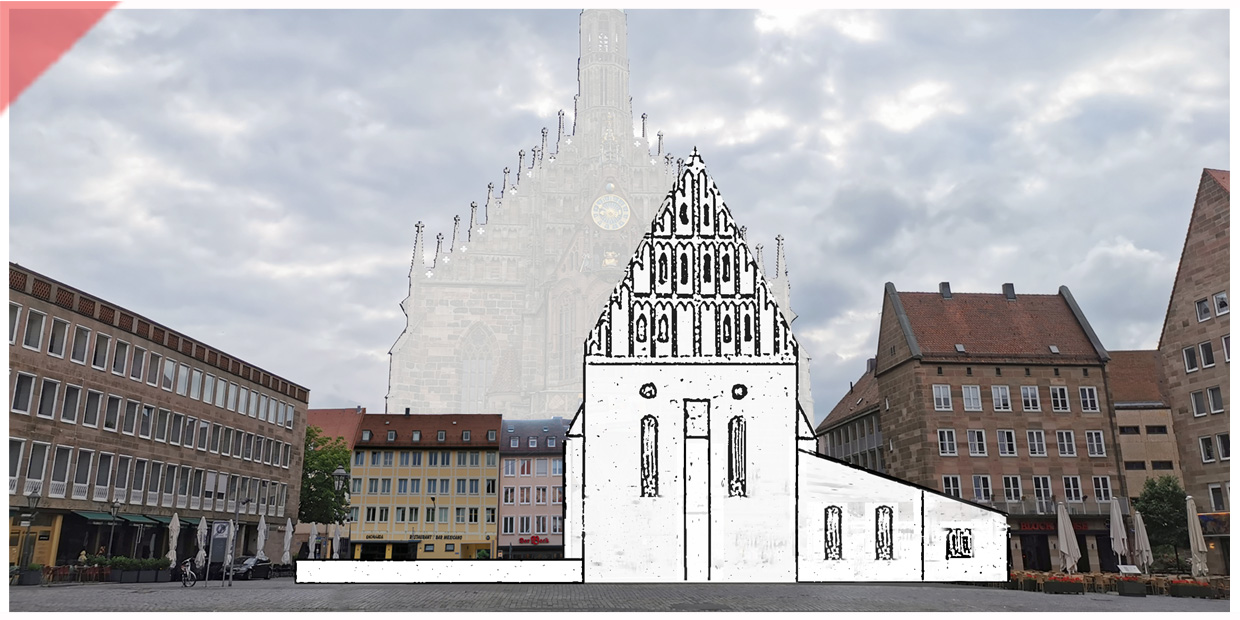 Synagoge-Hauptmarkt-weiss-ohne-streben-Nuernberg-Regensburg-vergleich-zerstoerung-fassade-pogrom-bis-1349-rekonstruktion-fassade-synagoge